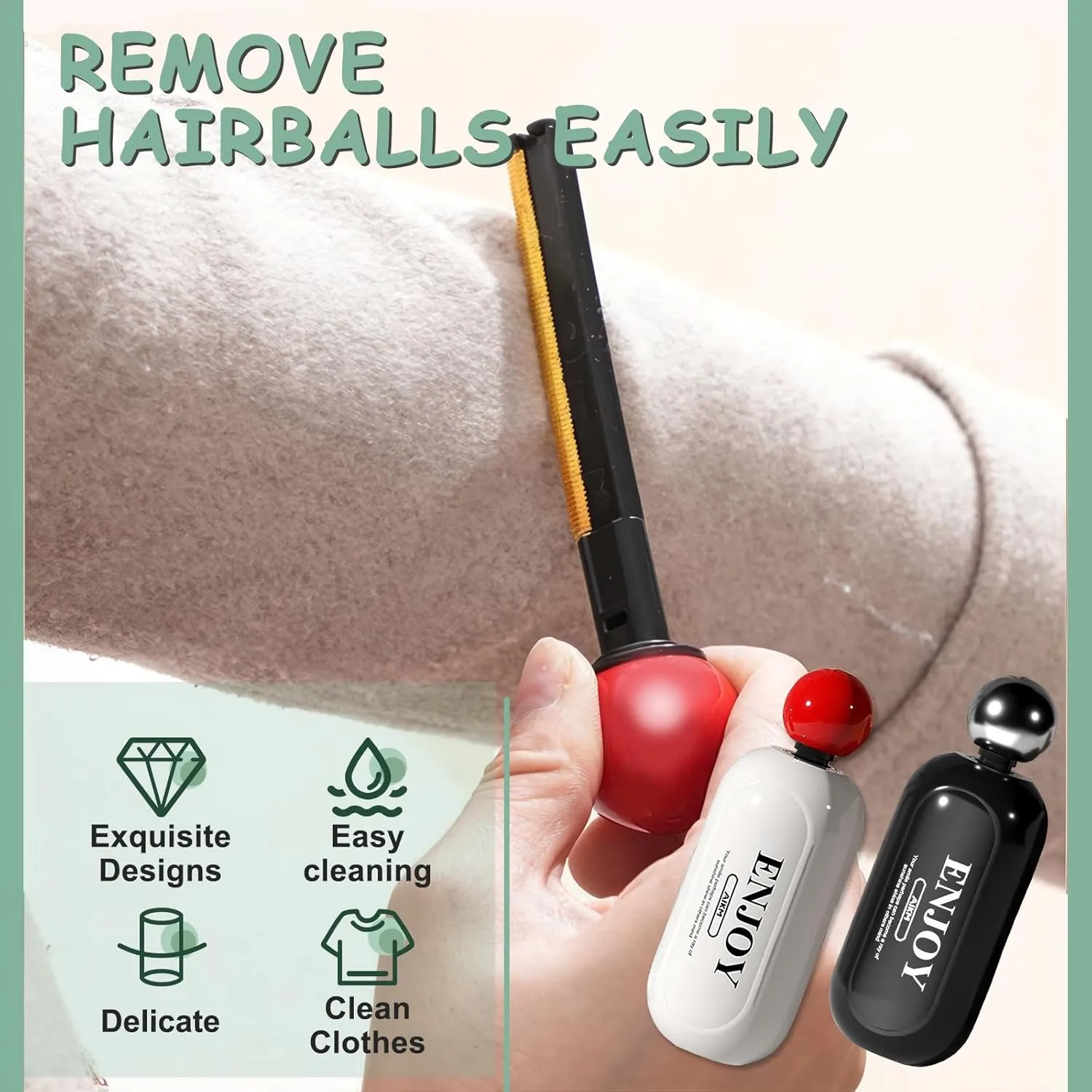 2 Pack 2 in 1 Washable Lint Roller with Scraper, Reusable Gel Sticky Rollers for Pet Hair Clothes, Travel Size Mini Lint Remover Roller Ball for Household Dog Cat (White & Black)