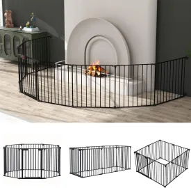 200" Wide Baby Gate Metal Safety Playpen - Fireplace Fence for Kids/Pet/Toddler/Dog/Cat, 8-Panel