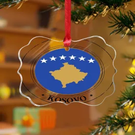 3 Inch Clear Acrylic Christmas Ornaments 2023 Kosovo Personalized Ornament Keepsake Bauble Xmas Tree Decoration Flag Sports Bar Party Events Keepsake Transparent Disc Stocking Name Tag Holiday Tags