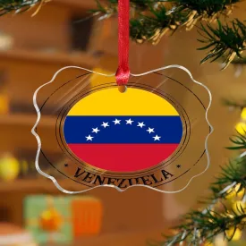 3 Inch Clear Acrylic Christmas Ornaments 2023 Venezuela Funny Hanging Ornaments Bauble Festive Holidays Home Decor Flag Sports Bar Party Events Keepsake Transparent Disc Stocking Name Tag Holiday Tags