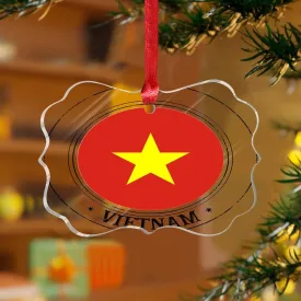 3 Inch Clear Acrylic Christmas Ornaments 2023 Vietnam Hanging Xmas Ornament Bauble Festive Holidays Home Decor Flag Sports Bar Party Events Keepsake Transparent Disc Stocking Name Tag Holiday Tags