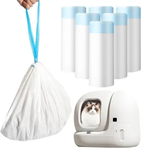 60 Pack Cat Litter Box Liners Bag Compatible with Meowant SC01, MW-SC02, MW-LR01, Drawstring Self Cleaning Heavy Duty Cat Litter Bags Box liners for Automatic-22"13"