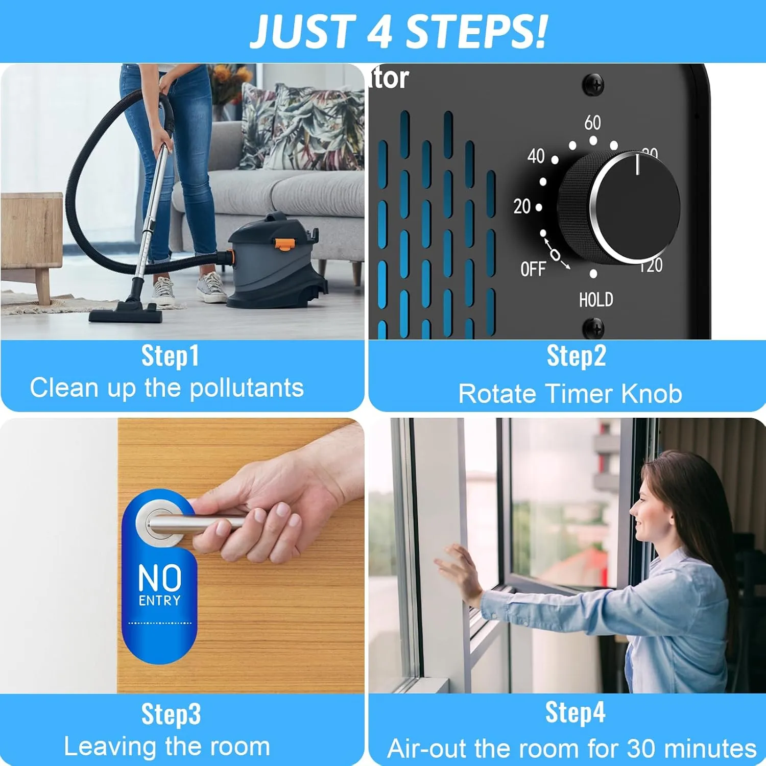 90,000mg/h Ozone Generator (Black), Ozone Machine Odor Removal, High Capacity Ozone Machine, Home Ozone Generator for Car, Home, Smoke, Pet, etc