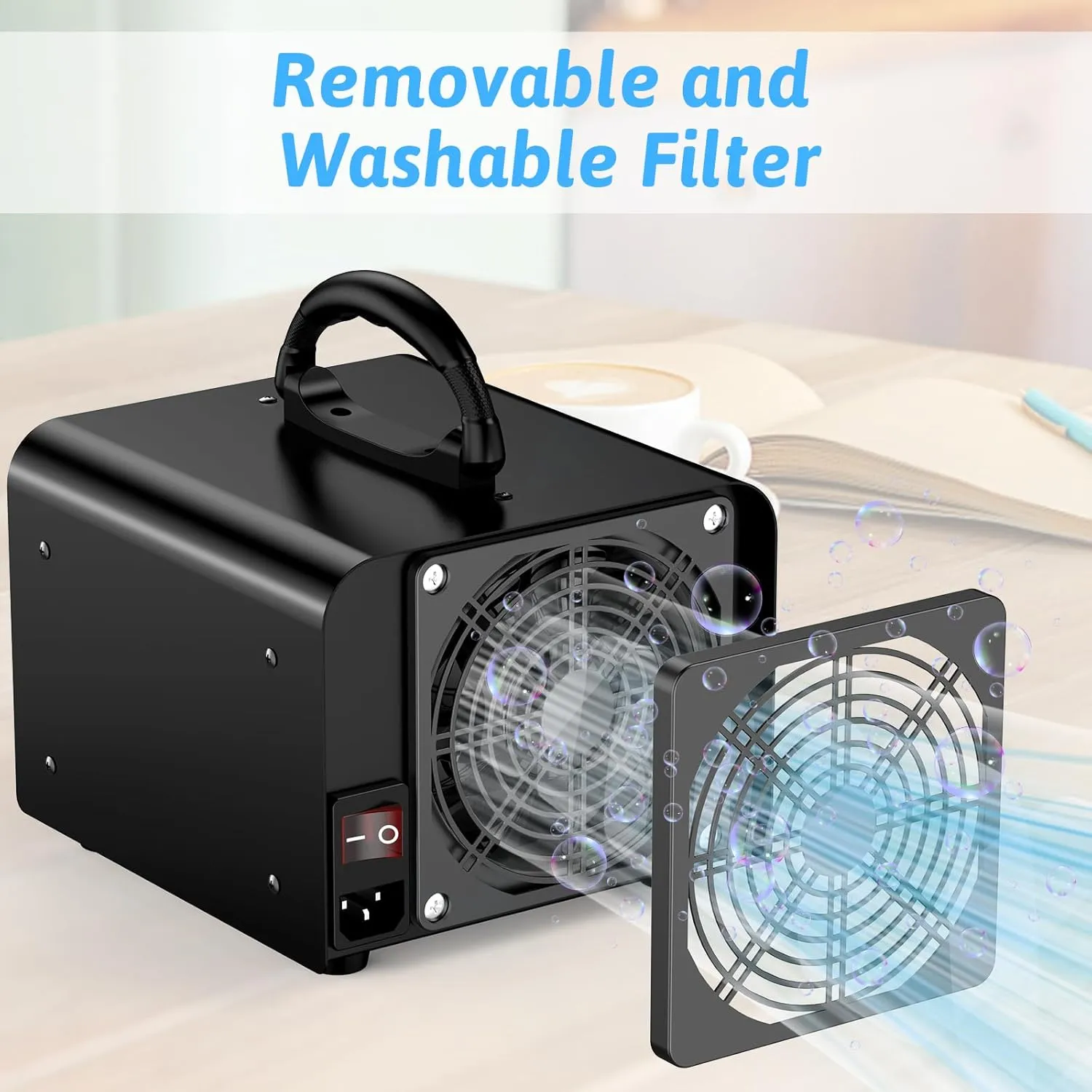 90,000mg/h Ozone Generator (Black), Ozone Machine Odor Removal, High Capacity Ozone Machine, Home Ozone Generator for Car, Home, Smoke, Pet, etc