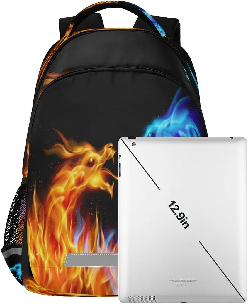 ALAZA Blue and Red Fiery Dragons Backpacks Travel Laptop Daypack School Book Bag for Men Women Teens Kids