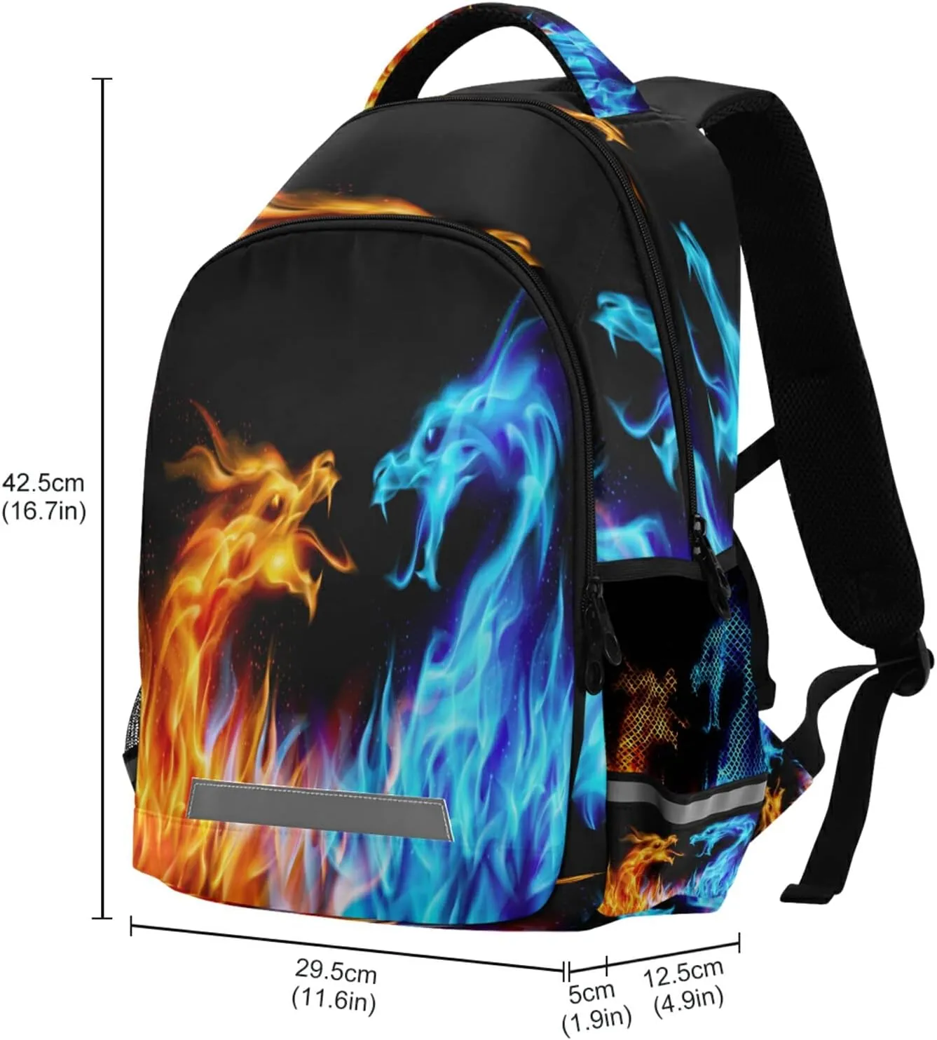 ALAZA Blue and Red Fiery Dragons Backpacks Travel Laptop Daypack School Book Bag for Men Women Teens Kids