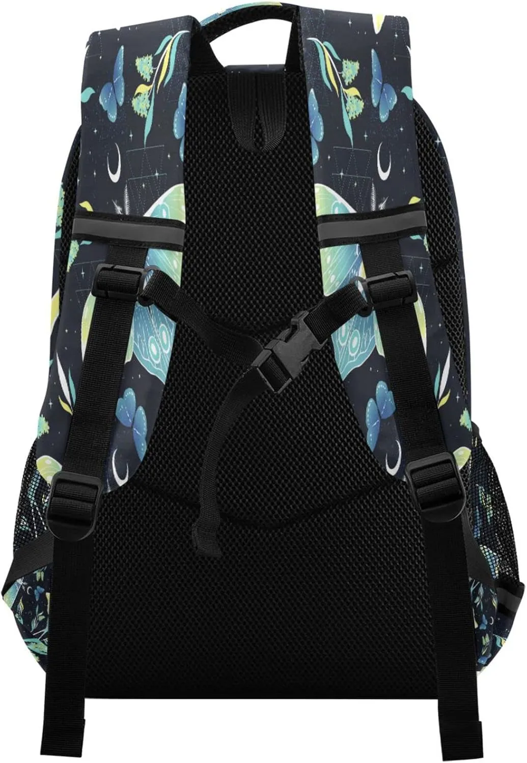ALAZA Teal Blue Butterfly Moon Star Backpacks Travel Laptop Daypack School Book Bag for Men Women Teens Kids