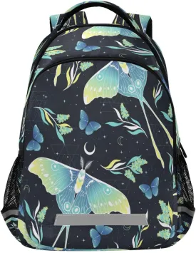 ALAZA Teal Blue Butterfly Moon Star Backpacks Travel Laptop Daypack School Book Bag for Men Women Teens Kids