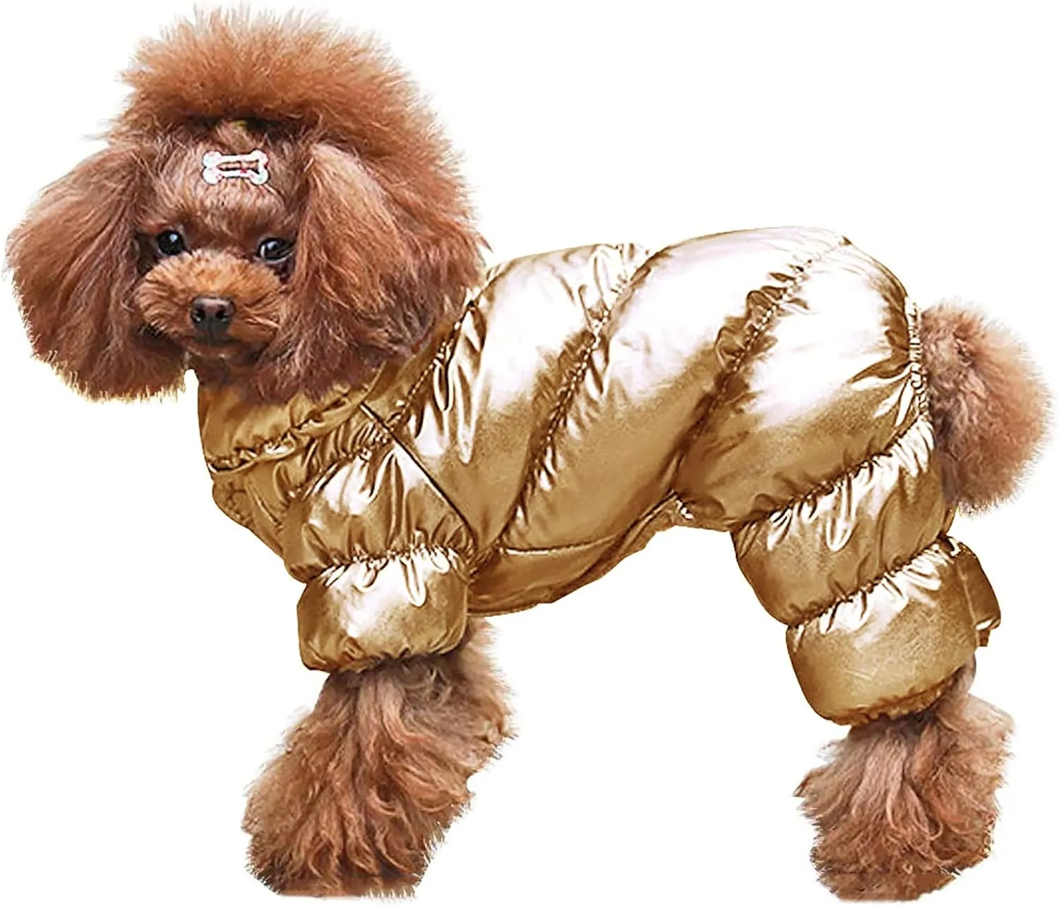 AOFITEE Dog Coat, Waterproof Dog Jacket, Fullbody Dogs Winter Coat Snowsuit, Windproof Puppy Puffer Jacket Snow Suit with Legs, Pet Fleece Winter Vest, Cold Weather Coats for Small Dogs, Gold S