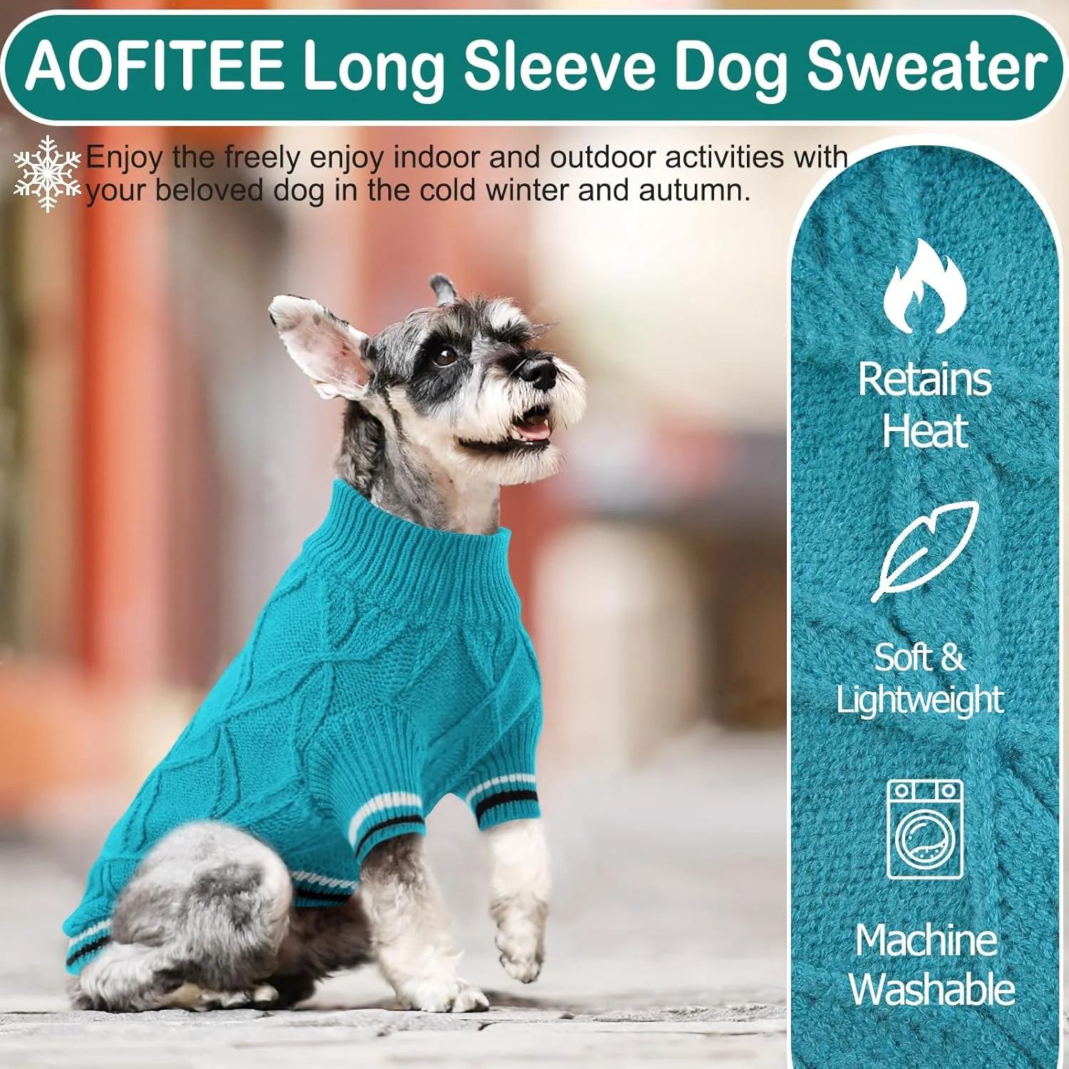 AOFITEE Dog Pullover Sweater, Warm Knitted Dog Sweaters for Small Medium Dogs, Cold Weather Small Dog Sweatshirt Solid Cat Christmas Sweater for Girls Boys Chihuahua Yorkie Teacup