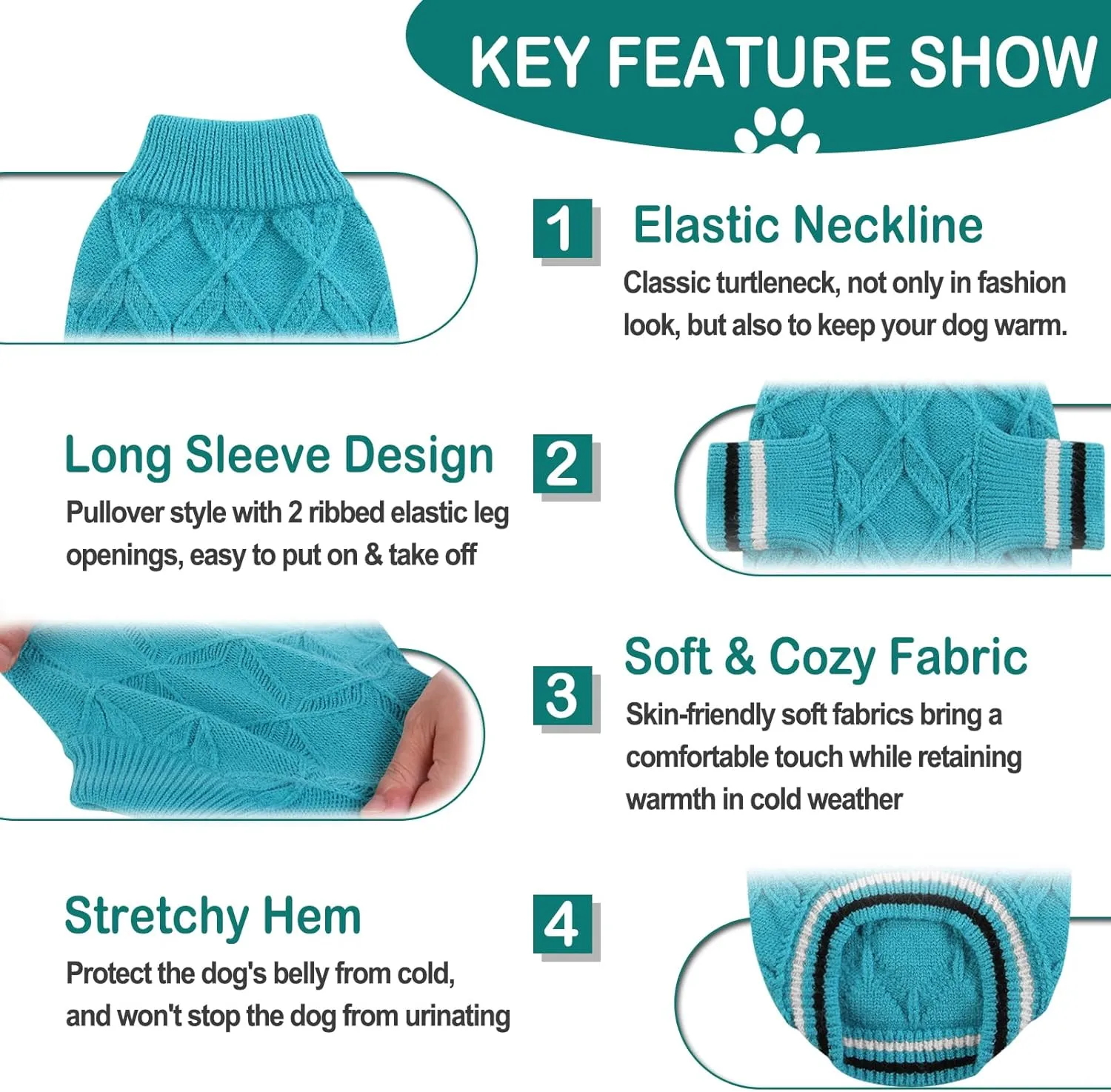 AOFITEE Dog Pullover Sweater, Warm Knitted Dog Sweaters for Small Medium Dogs, Cold Weather Small Dog Sweatshirt Solid Cat Christmas Sweater for Girls Boys Chihuahua Yorkie Teacup