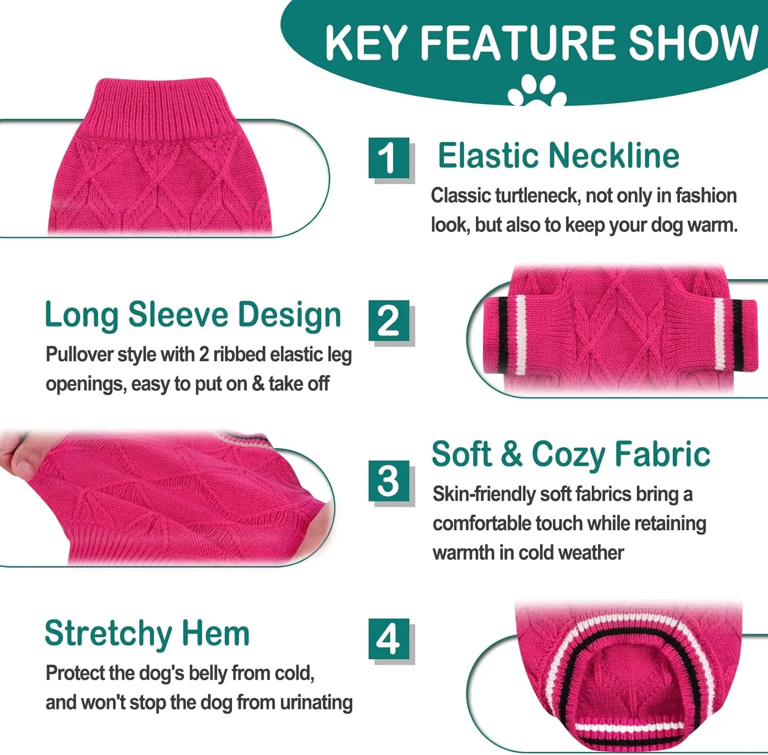 AOFITEE Dog Pullover Sweater, Warm Knitted Dog Sweaters for Small Medium Dogs, Cold Weather Small Dog Sweatshirt Solid Cat Christmas Sweater for Girls Boys Chihuahua Yorkie Teacup