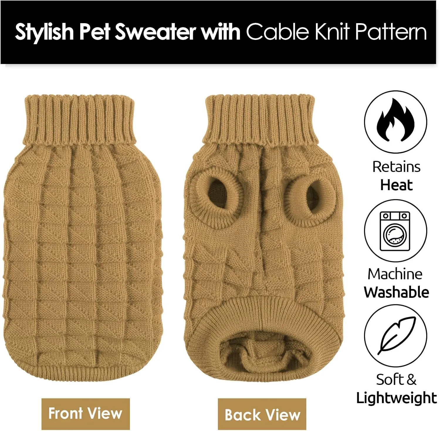 AOFITEE XS Dog Christmas Sweater - Knitted Turtleneck Dog Knitwear, Classic Solid Color Sweatshirt