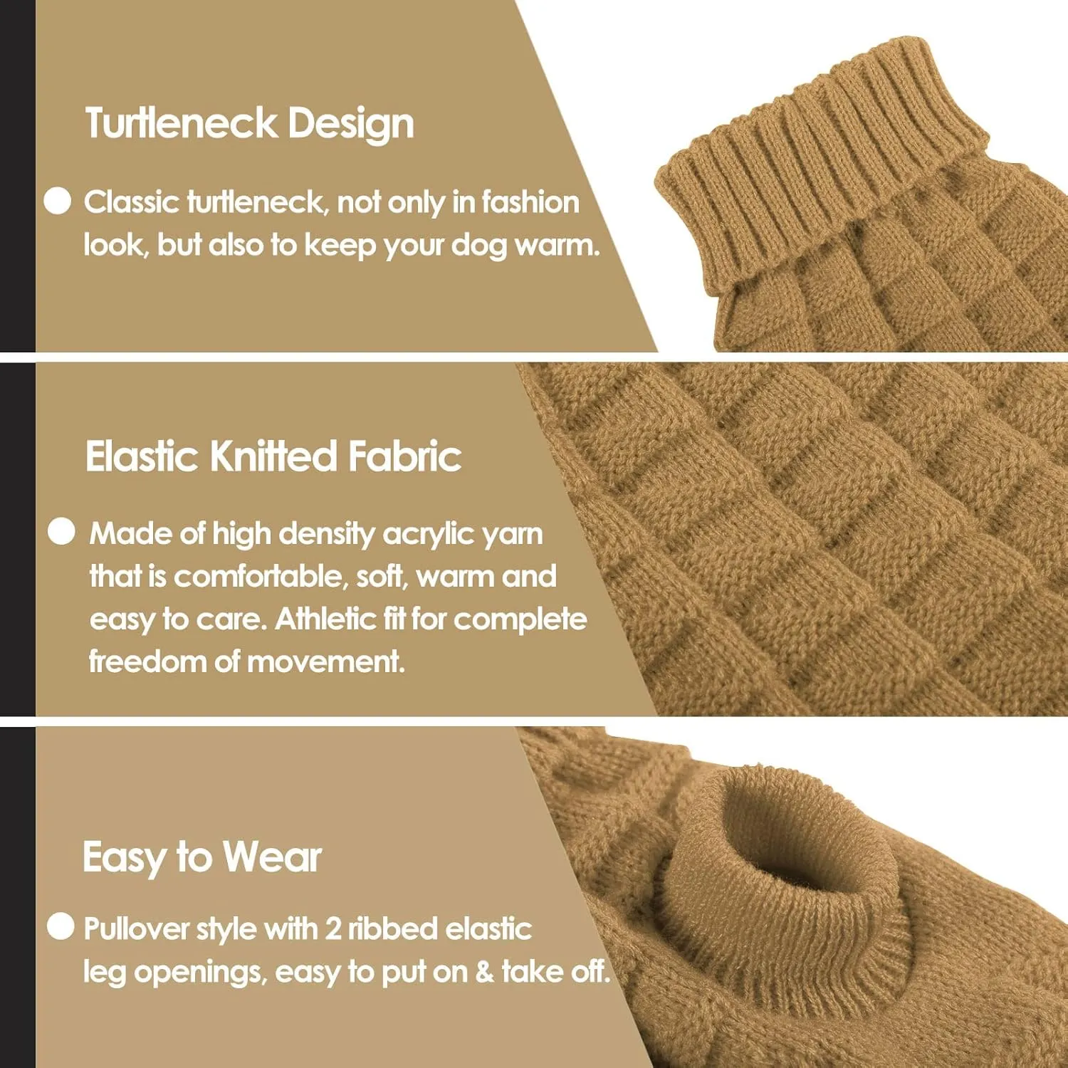 AOFITEE XS Dog Christmas Sweater - Knitted Turtleneck Dog Knitwear, Classic Solid Color Sweatshirt