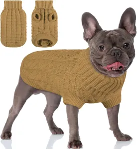 AOFITEE XS Dog Christmas Sweater - Knitted Turtleneck Dog Knitwear, Classic Solid Color Sweatshirt