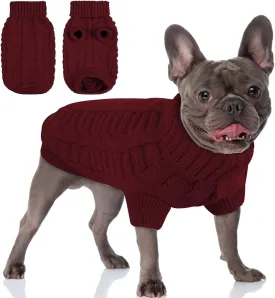 AOFITEE XS Dog Christmas Sweater, Knitted Turtleneck Knitwear for Small Dogs Cats, Cold Weather Classic Solid Color Sweatshirt