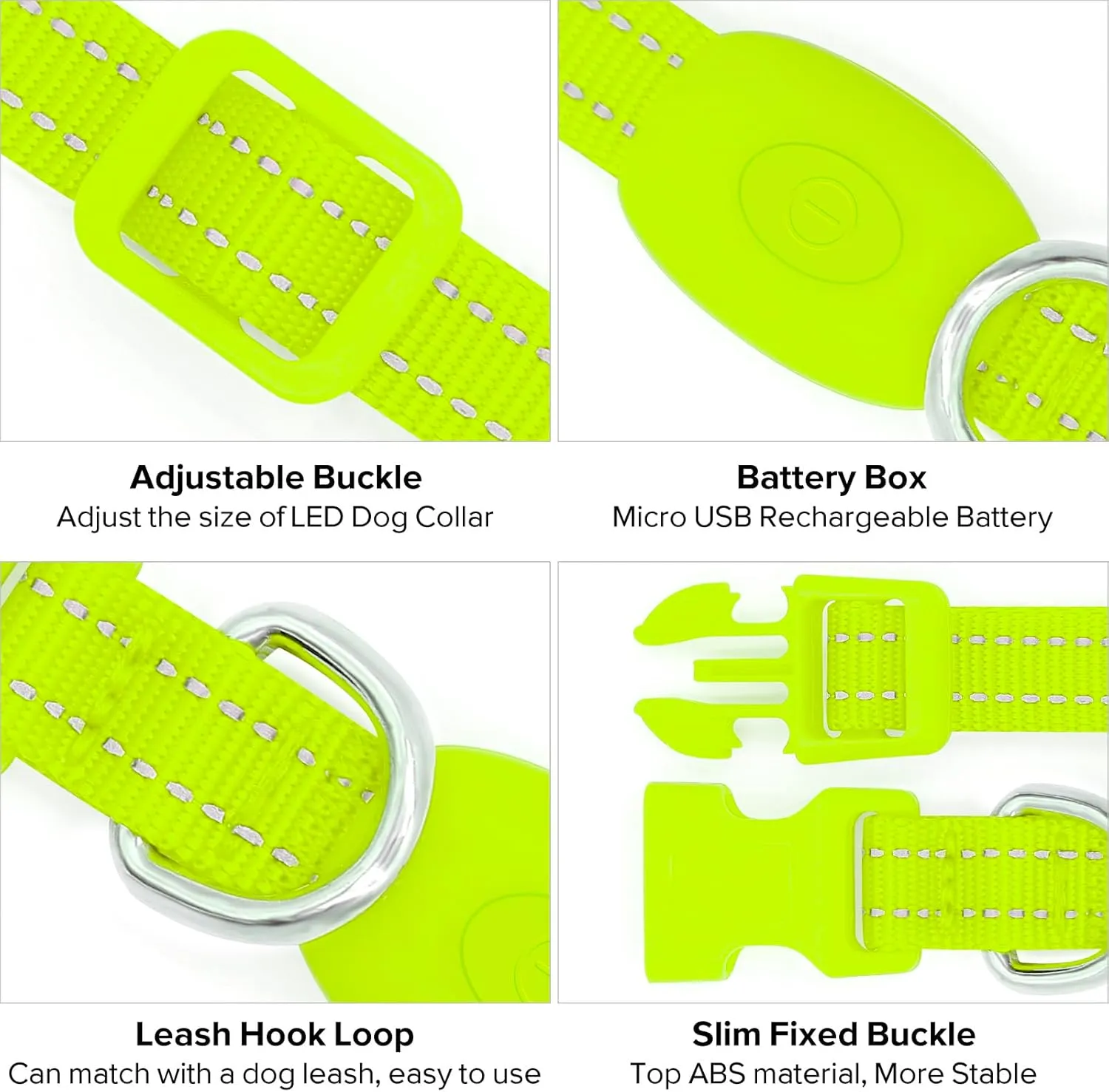 Candofly Light Up Dog Collar - LED Dog Collar Rechargeable - Glowing Puppy Collar Dog Lights for Night Walking (X-Small, Neon Green)