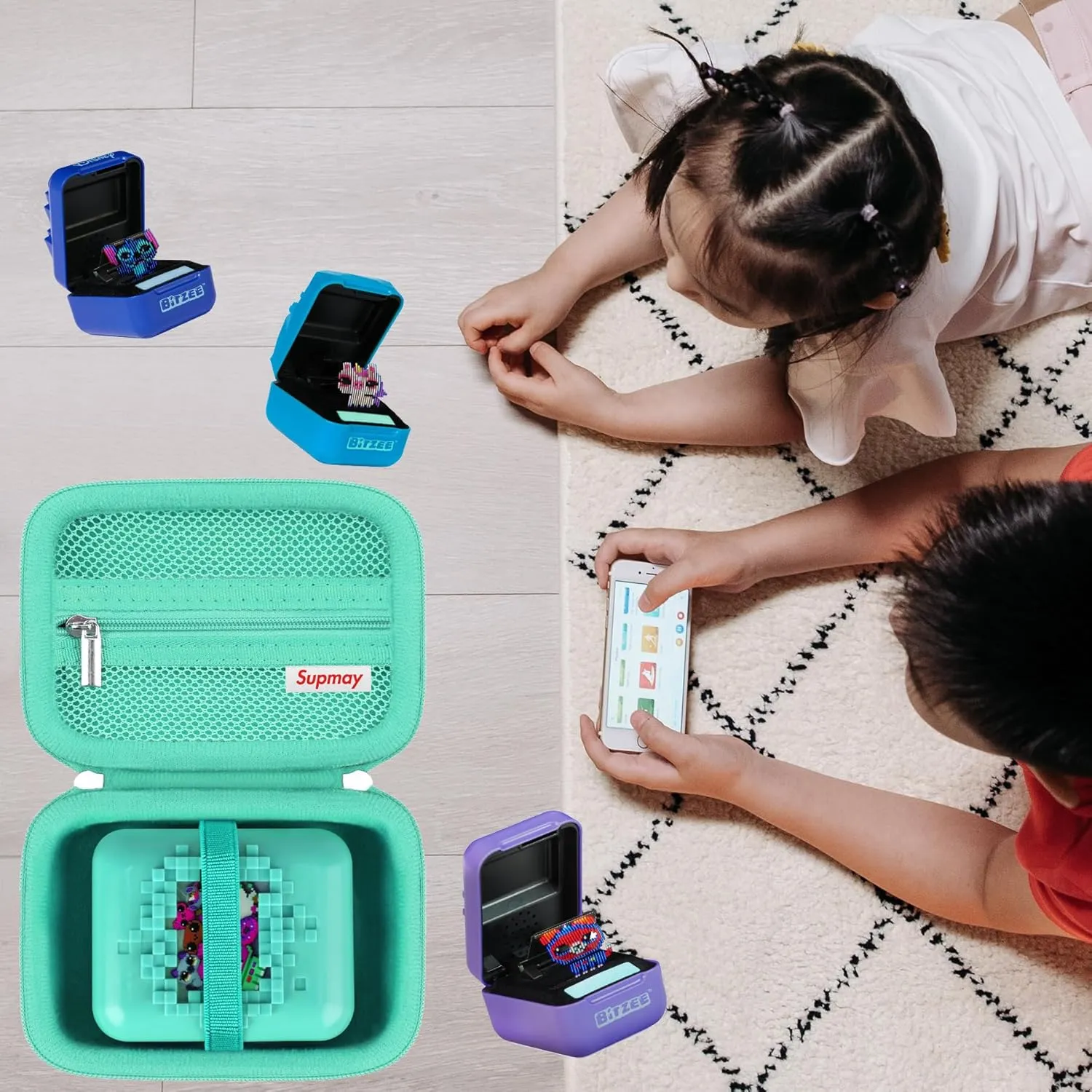 Carrying Case for Bitzee/Disney Interactive Toy/Magicals Interactive Toy Digital Pet, Gifts For Virtual Pet Enthusiast/Girls & Boys, Travel Case with Mesh Pocket for Battery, Cable, Green