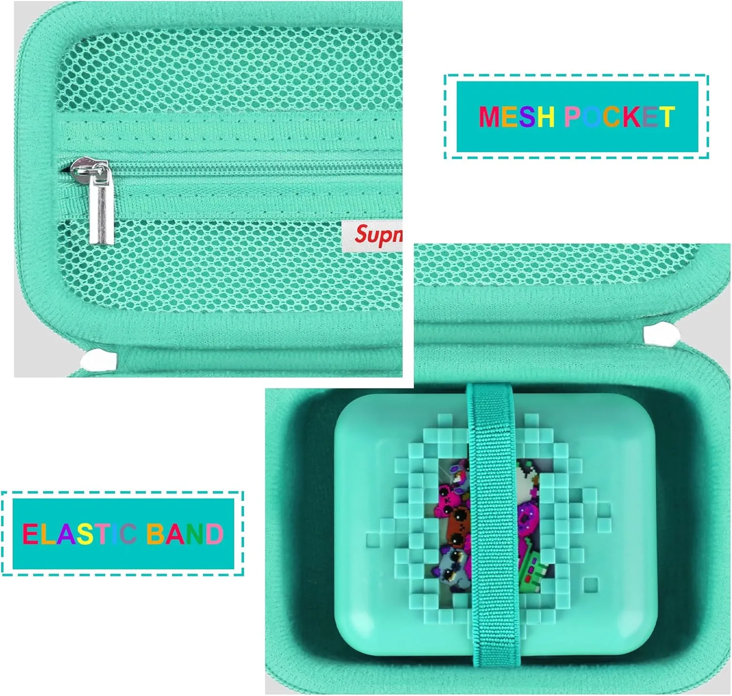Carrying Case for Bitzee/Disney Interactive Toy/Magicals Interactive Toy Digital Pet, Gifts For Virtual Pet Enthusiast/Girls & Boys, Travel Case with Mesh Pocket for Battery, Cable, Green