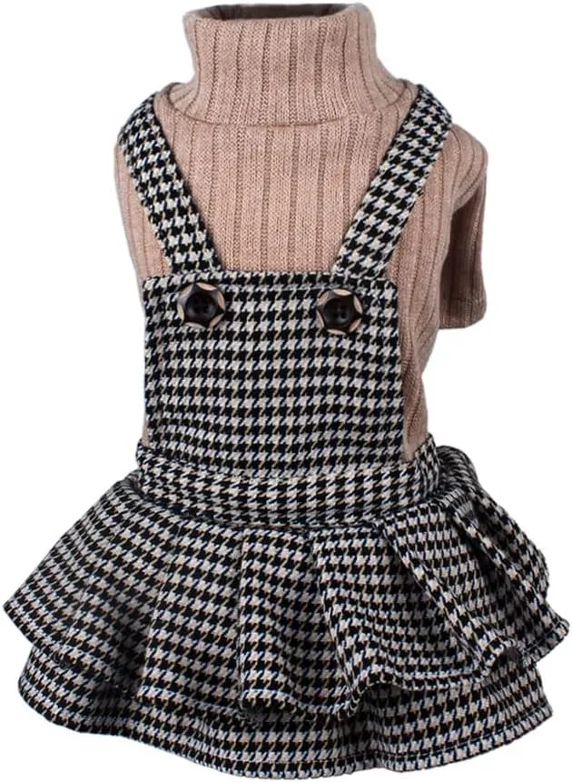 Dog Sweater for Small Dogs Girls,Warm Pet Sweater Cute Knitted Classic dog dressesDog Clothes Coat for Puppy CatBrownXS