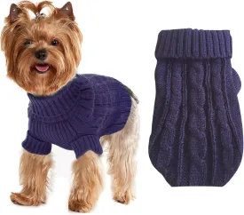 Dog Sweaters for Small Dogs Girl Boy, XS Yorkie Sweaters XXS Puppy Doggie Sweater Winter Warm Dog Turtleneck Knitwear Pullover for Chihuahua Fall Winter Cold Weather, Purple XS