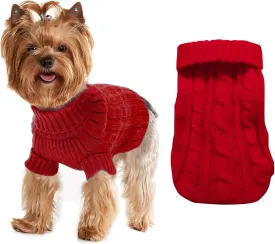 Dog Sweaters for Small Dogs Girl Boy, XS Yorkie Sweaters XXS Puppy Doggie Sweater Winter Warm Dog Turtleneck Knitwear Pullover for Chihuahua Fall Winter Cold Weather,Red XS