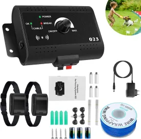 Electric Fence for 2 Dogs, Underground Dog Fence System, Waterproof Pet Containment System, Rechargeable Electronic Training Collar, Dog Boundary Container for 2 Dogs