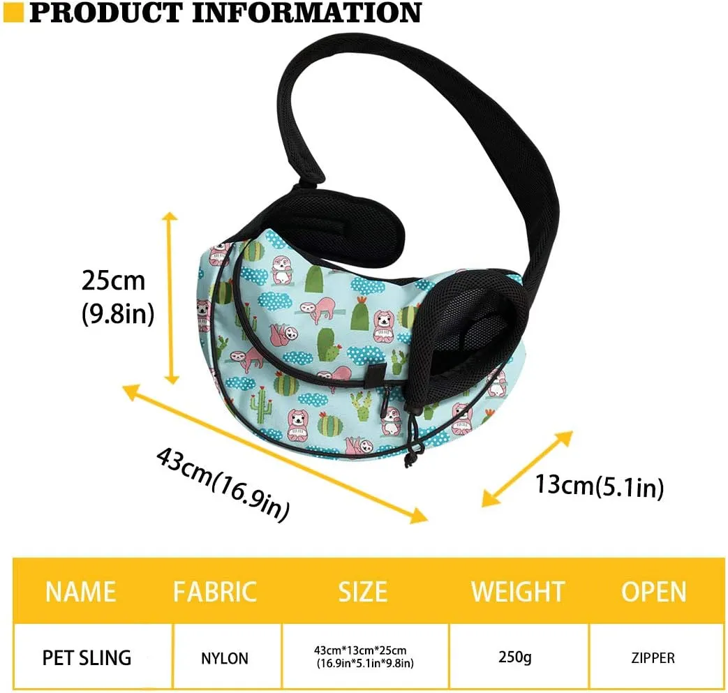 FUSURIRE Leopard Animal Print Pet Carrier Sling for Small Dogs Cats Hands Free Pet Puppy Outdoor Travel Carrier Bag Adjustable Strap Padded Shoulder Sling Travel Tote Bag