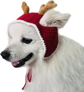 Handmade Dog Christmas Antlers,Anti-Slip Reindeer Antlers,Headband Christmas Dog Hat,Adjustable Fit Reindeer Costume,Grinch Antler for Medium and Larger Sized Dogs