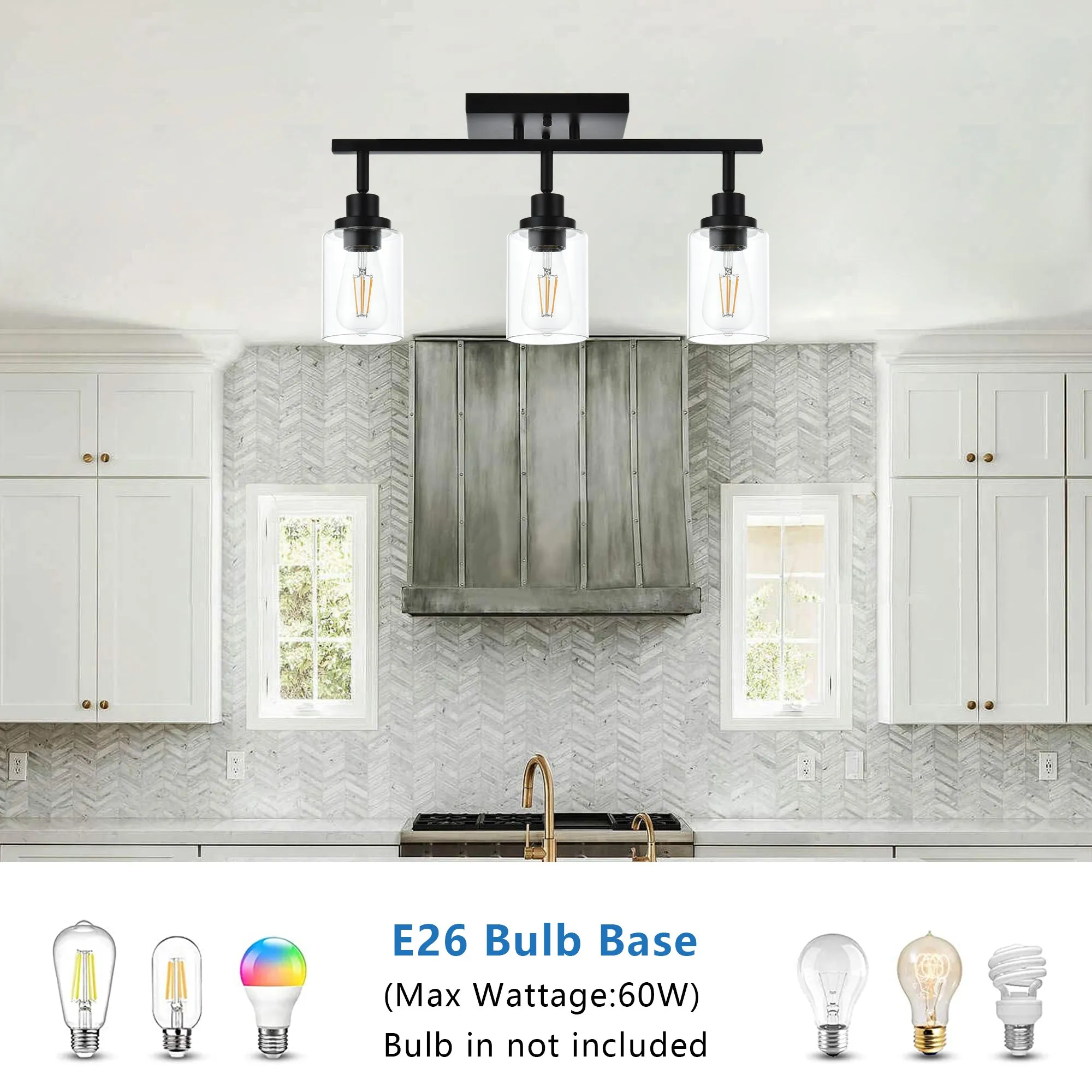 MELUCEE 3 Light Bathroom Vanity Light Black Track Lighting Fixtures Ceiling