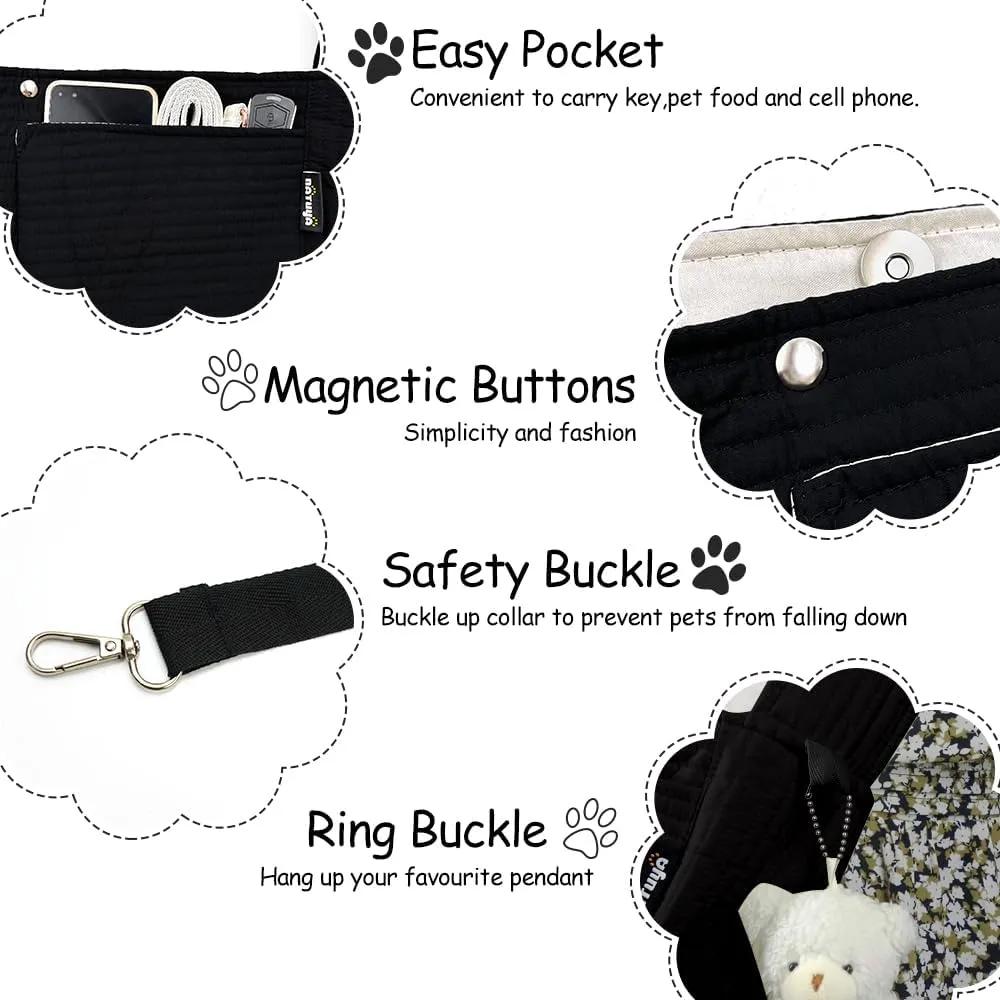 NATUYA Small Dog Carrier Sling Cat Sling-Dog Slings for Carrying Small Dogs-Adjustable Strap Hand Free Pet Puppy for Outdoor Traveling Subway (Black, Canvas)