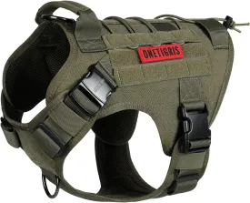OneTigris Dog Harness Vest with Handle, Military Dog Harness for Large Medium Dogs,FIRE Watcher 2.0 No-Pull Service Dog Vest,Adjustable Dog Vest Harness for Walking Hiking Training(M,Green)