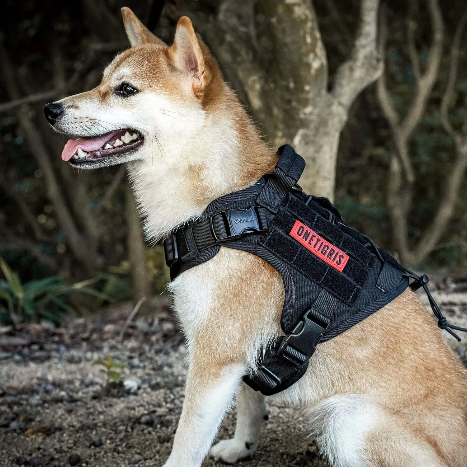 OneTigris Tactical Dog Harness Vest with Handle, Military Dog Harness for Large Medium Dogs,FIRE Watcher 2.0 No-Pull Service Dog Vest,Adjustable Dog Vest Harness for Walking Hiking Training(L,Black)