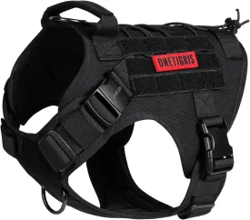 OneTigris Tactical Dog Harness Vest with Handle, Military Dog Harness for Large Medium Dogs,FIRE Watcher 2.0 No-Pull Service Dog Vest,Adjustable Dog Vest Harness for Walking Hiking Training(L,Black)