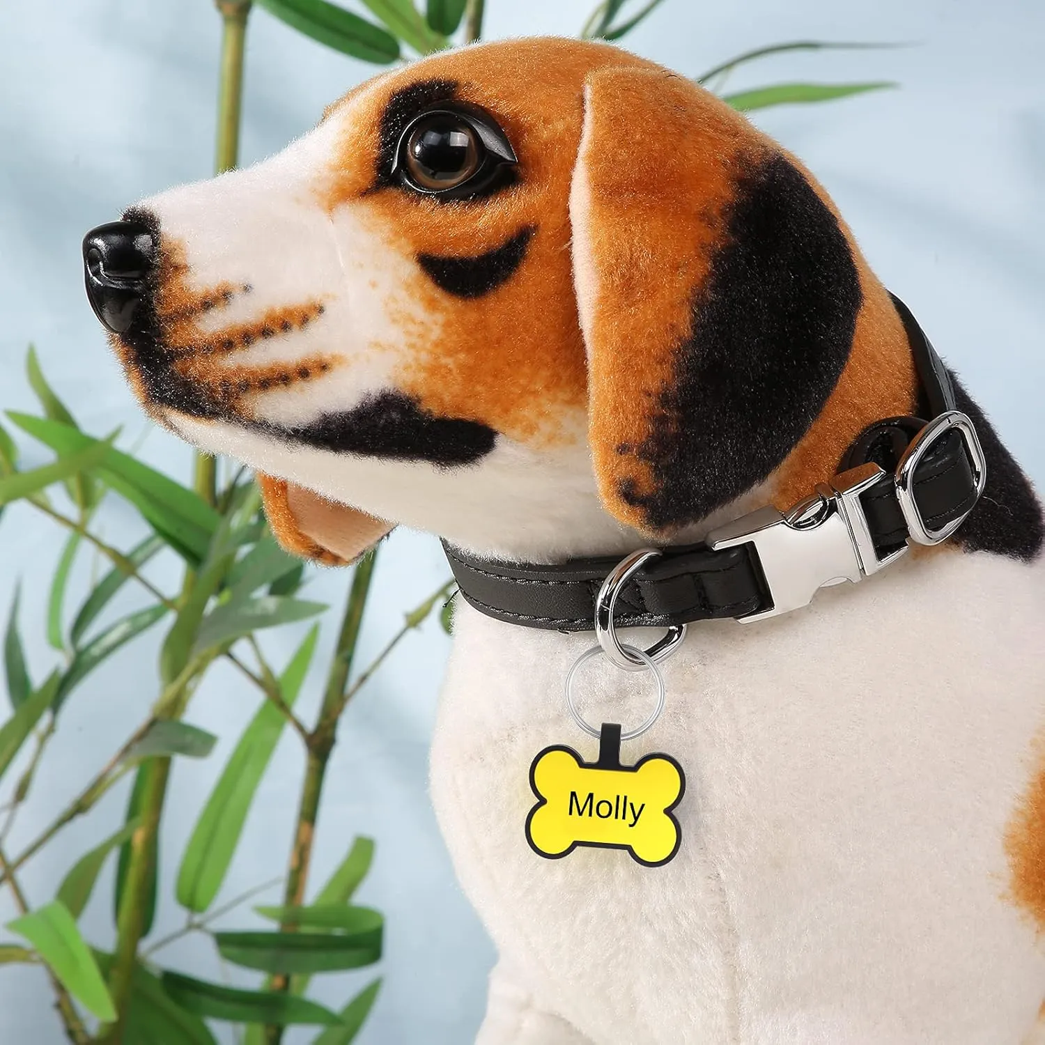 Personalized Silicone Planets Dog Tag Custom Bone Shape Dog Name Tags Double Sided Engraved Pet Tag (Yellow)
