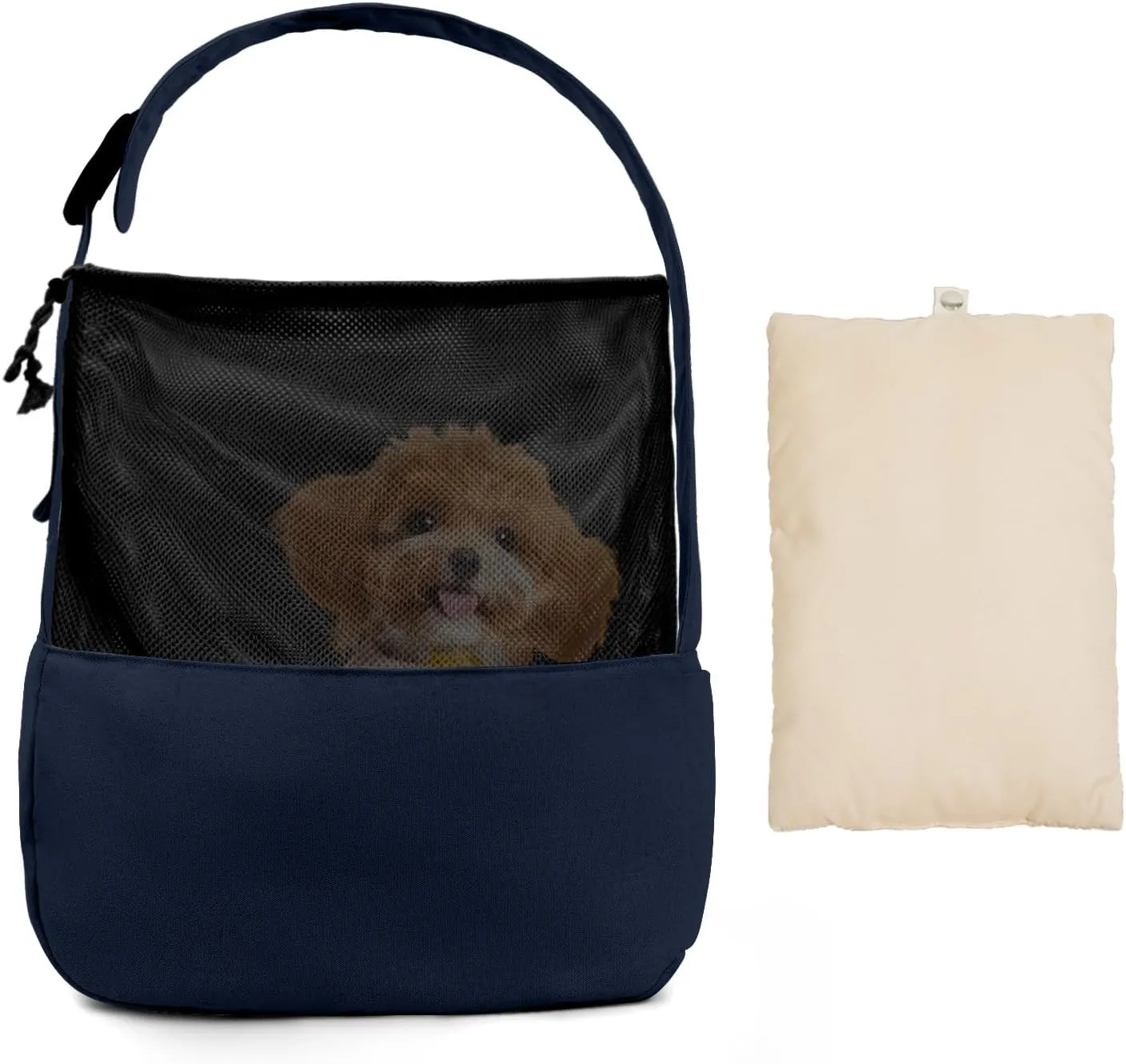 Pet Carrier Sling Bag for Small Dogs and Cats, Lightweight Travel Backpack with Removable Pillow, Adjustable Strap & Breathable Mesh (NavyBlue, 15.7" L x 5.9" W x 8.6" H