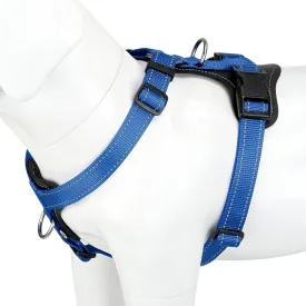 Plutus Pet Adjustable No Pull Dog Harness with Leather Accents, Heavy Duty Reflective Nylon Vest for Training, Hiking, Easy Walk Harness for Small, Medium, Large Dogs (Royal Blue, L)