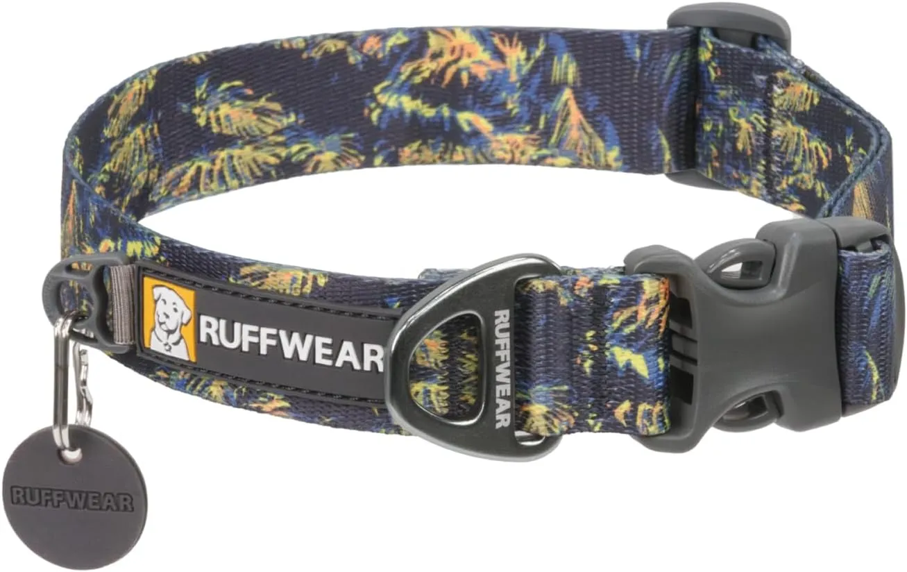 Ruffwear, Front Range Dog Collar, Adjustable Tubelok Webbing, Reflective, Lightweight, Side Release Buckle, Aluminum V-Ring, Durable for Everyday Use, Deep Jungle, 14"-20"