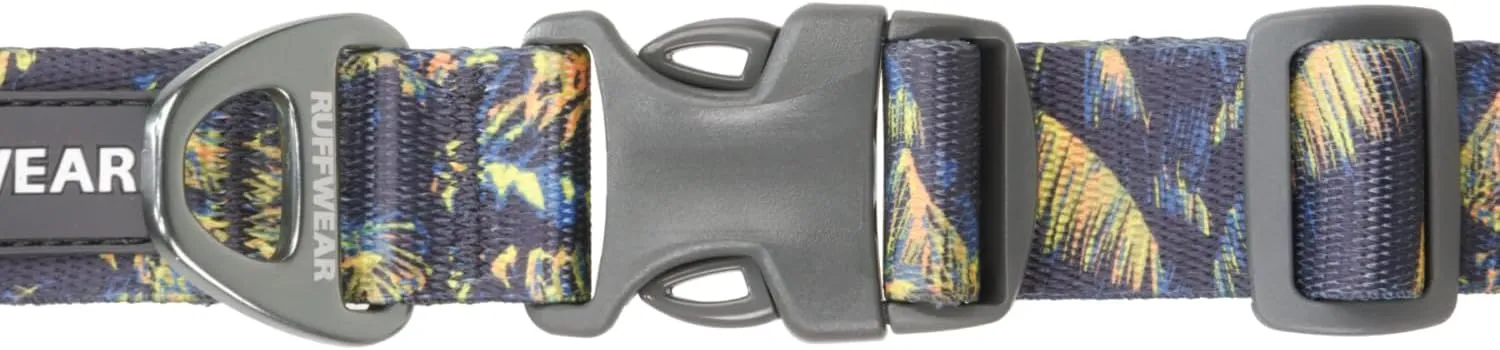 Ruffwear, Front Range Dog Collar, Adjustable Tubelok Webbing, Reflective, Lightweight, Side Release Buckle, Aluminum V-Ring, Durable for Everyday Use, Deep Jungle, 14"-20"