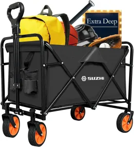 Small Deep Wagon Carts Collapsible/Folding/Foldable/for Apartment/Grocery/Travel/Camping/Shopping/Outdoor/Lightweight & Portable