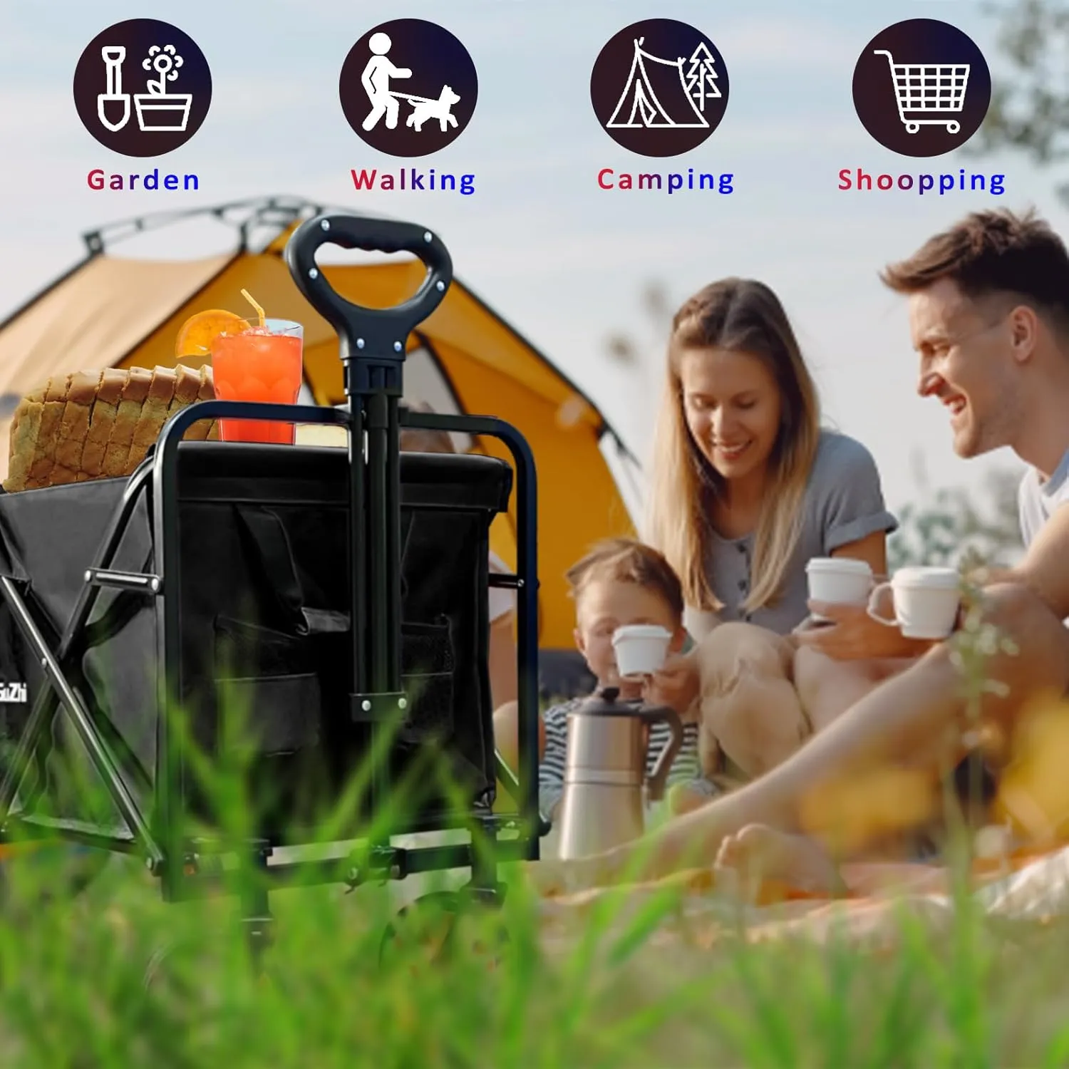 Small Deep Wagon Carts Collapsible/Folding/Foldable/for Apartment/Grocery/Travel/Camping/Shopping/Outdoor/Lightweight & Portable