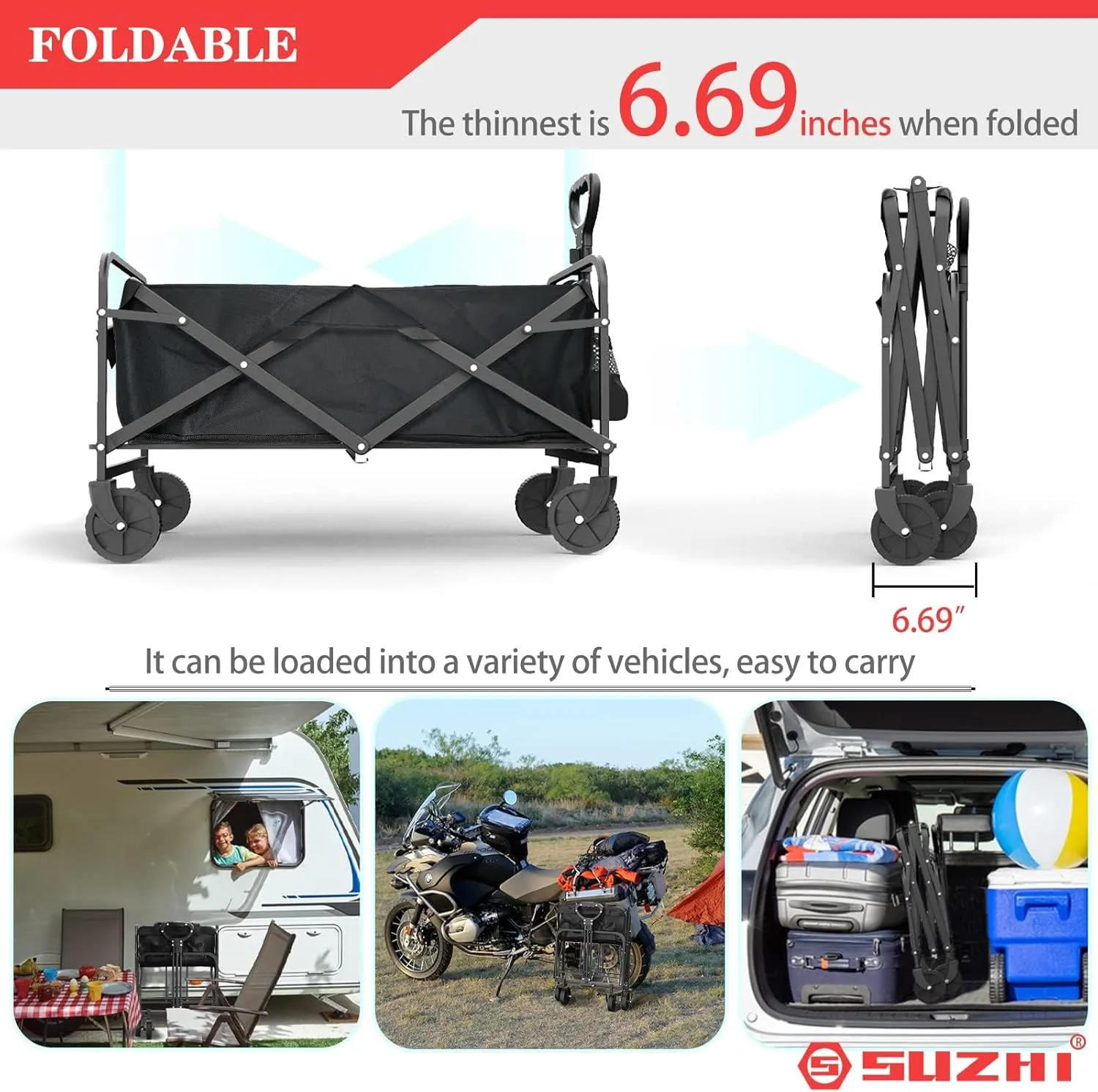 Small Wagon Carts Collapsible/Folding/Foldable/for Apartment/Grocery/Travel/Camping/Shopping/Outdoor/Lightweight & Portable