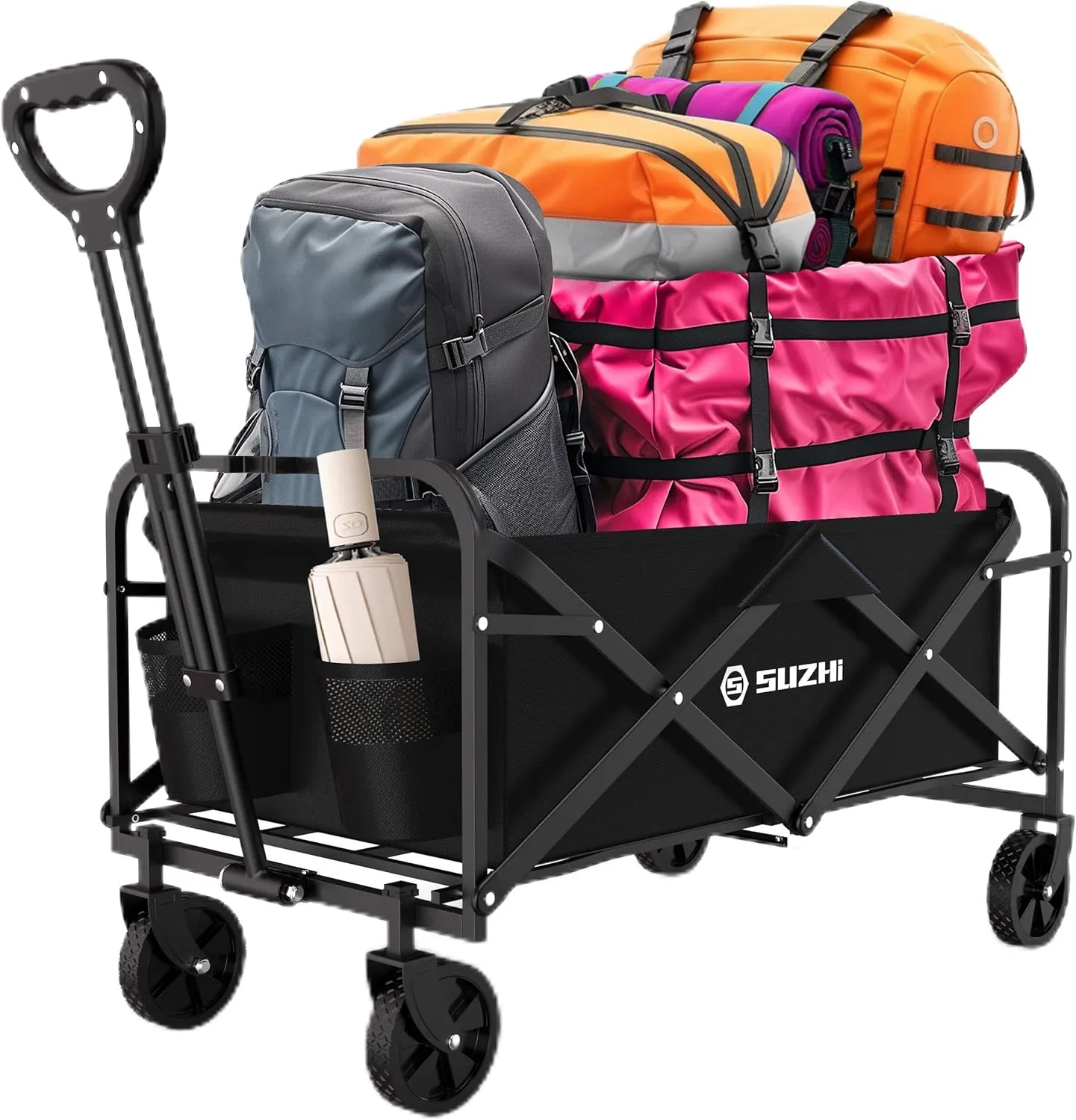 Small Wagon Carts Collapsible/Folding/Foldable/for Apartment/Grocery/Travel/Camping/Shopping/Outdoor/Lightweight & Portable