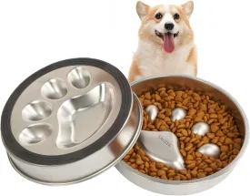 Stainless Steel Slow Feeder Dog Bowl for Medium Dogs, Durable & Non-Slip Feeding Bowls for Chewers - Metal Pet Food & Water Feeders, Comedero Lento de Acero Inoxidable para Perros Medianos