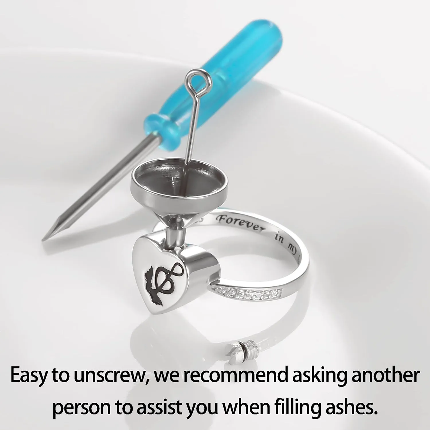 Sterling Silver Urn Rings for Women Hold Loved Ones Ashes: Heart Cremation Jewelry Rings for Ashes for Girls - Ashes Keepsake Memorial Jewelry Gifts for A Loss of Loved Ones