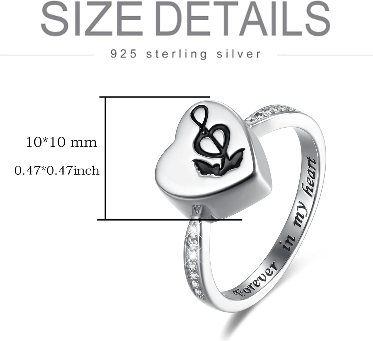 Sterling Silver Urn Rings for Women Hold Loved Ones Ashes: Heart Cremation Jewelry Rings for Ashes for Girls - Ashes Keepsake Memorial Jewelry Gifts for A Loss of Loved Ones