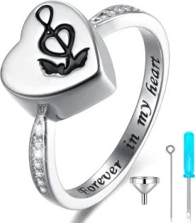 Sterling Silver Urn Rings for Women Hold Loved Ones Ashes: Heart Cremation Jewelry Rings for Ashes for Girls - Ashes Keepsake Memorial Jewelry Gifts for A Loss of Loved Ones
