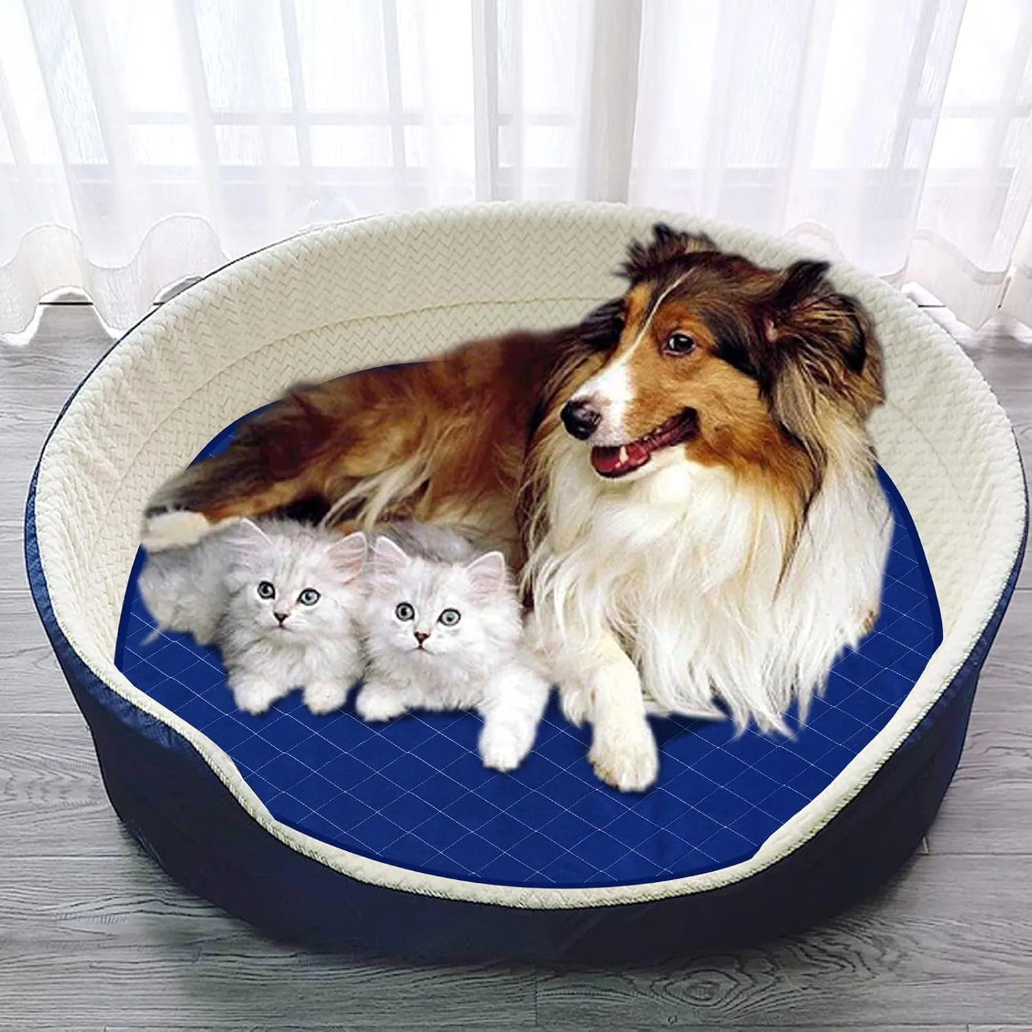 Washable Pee Pads for Dogs, Reusable 36" Round Whelping Pads, Whelping Box for Dogs, Puppy Training Pads with Non-Slip Back for Playpen/Crate, Dog Housebreaking Absorption Pad