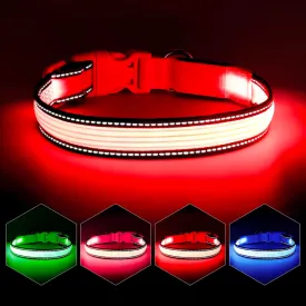 YFbrite Full Adjustbale LED Dog Collar, Full Illuminated Light up Dog Collars, Reflective Dog Collar Light Glowing in The Dark for All Dogs Safety (Large, Pink-2)