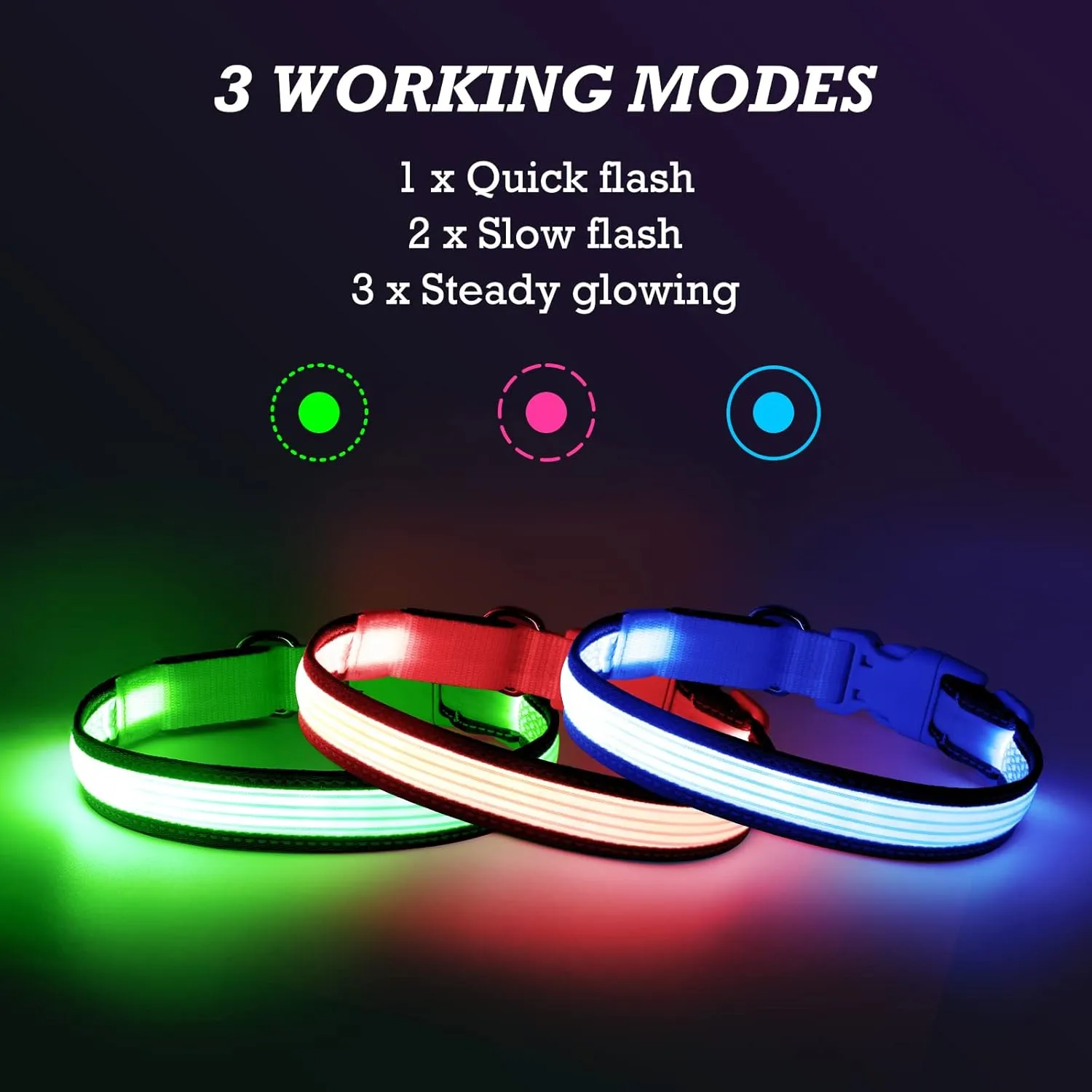 YFbrite Full Adjustbale LED Dog Collar, Full Illuminated Light up Dog Collars, Reflective Dog Collar Light Glowing in The Dark for All Dogs Safety (Large, Pink-2)